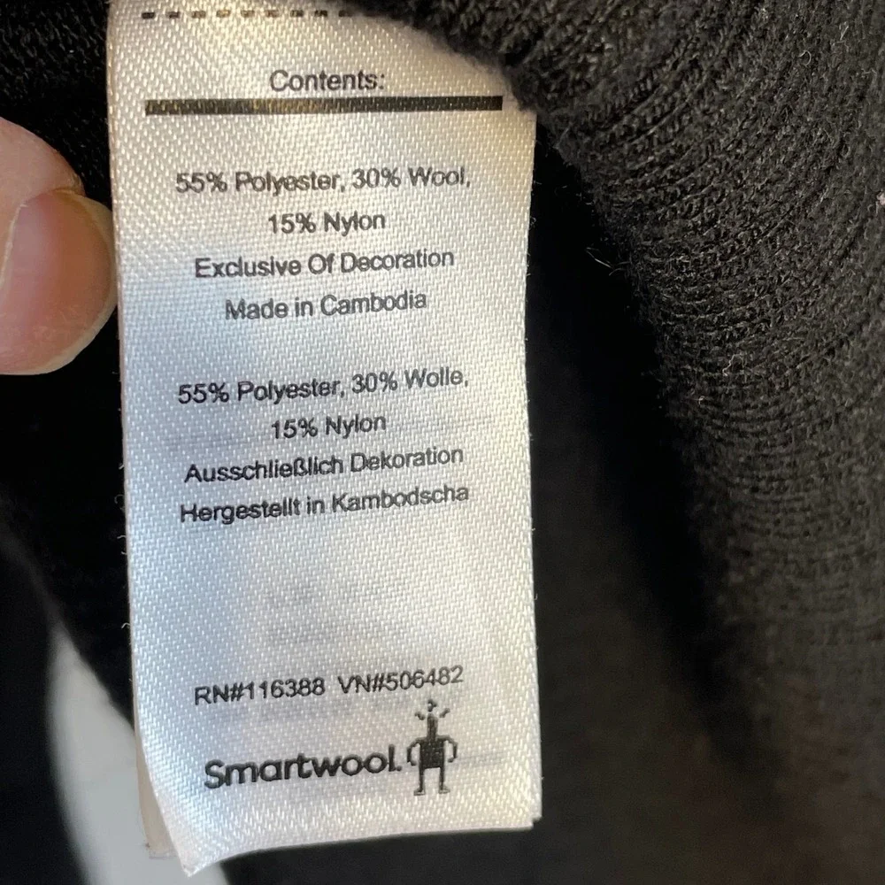 Smartwool‎ Men's Black Striped Crew Neck Sweater Size L Wool Blend Long Sleeve